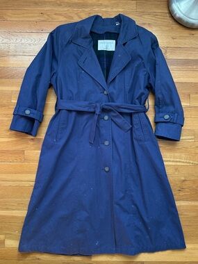 London Fog Blue Trench Coat with Tartan Lining